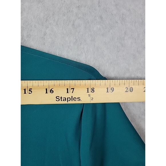 DKNY Teal Green Short Sleeve Ruched V Neck Stretch Career Blouse Womens Plus XXL - Picture 10 of 12